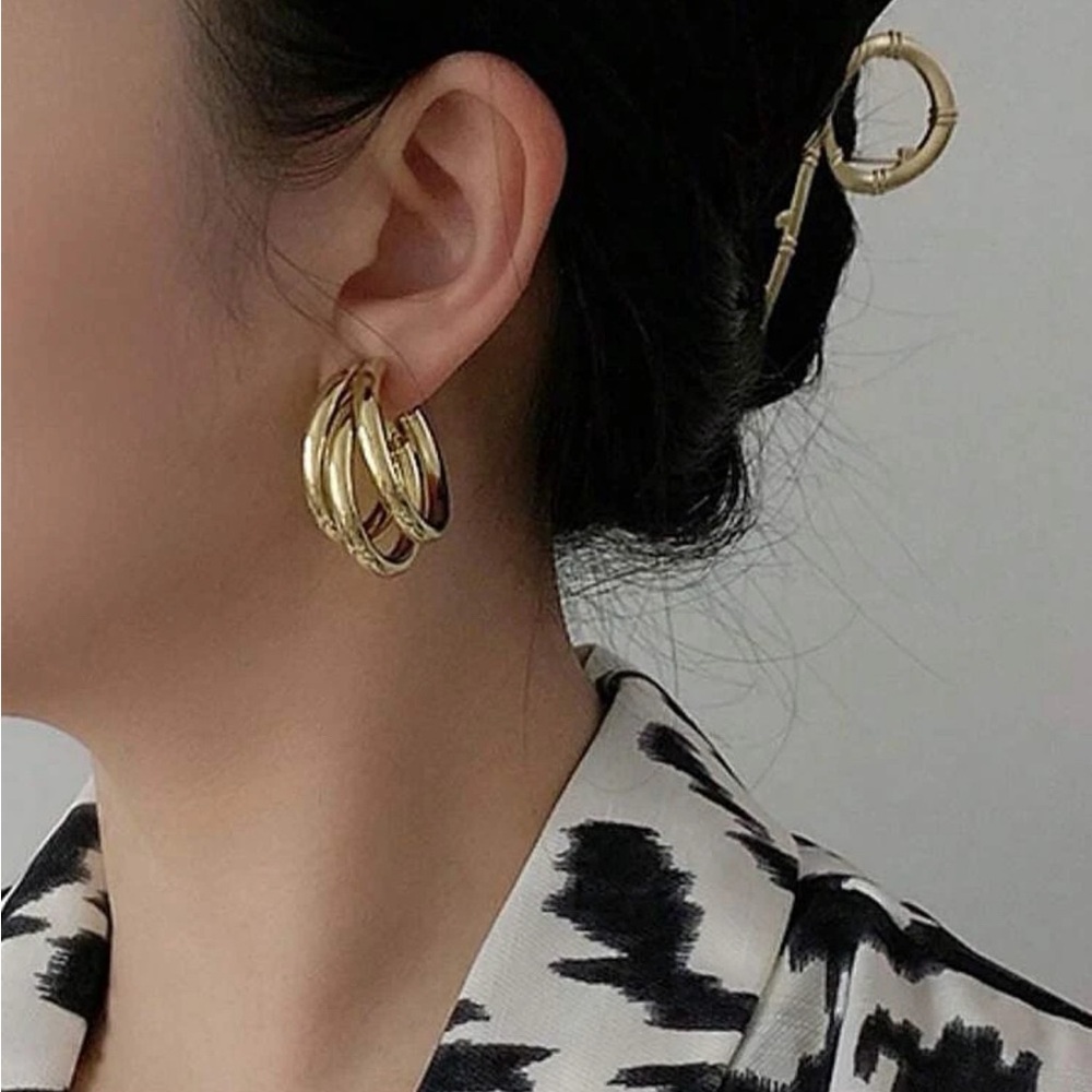 Chunky Gold Hoop Earrings | Bold Statement Hoops (Gold or Silver) - Picture 8 of 15